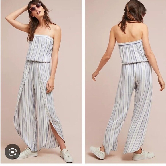 Anthropologie Drew Emerson Strapless Tulip Hem Jumpsuit M - Picture 2 of 10